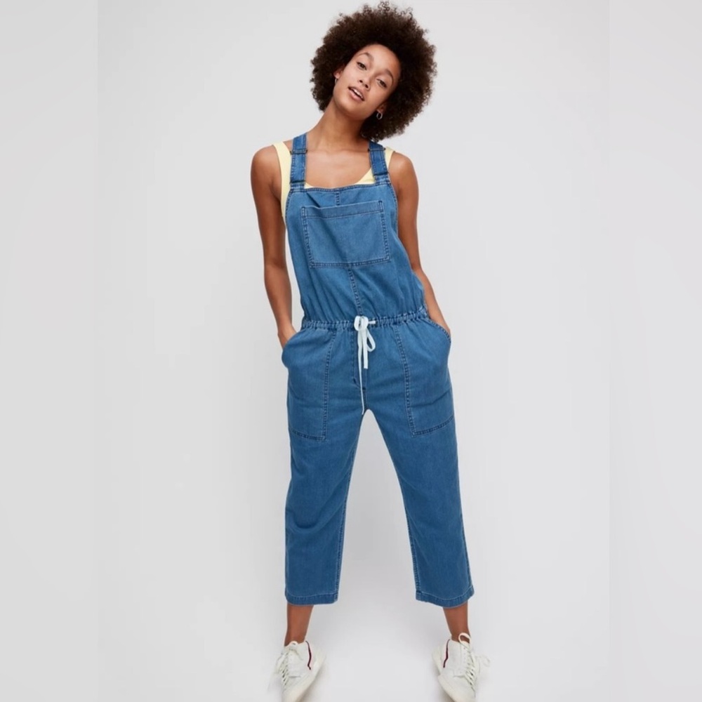 Wilfred Medium Blue Chambray Denim Drawstring Overall 100% cotton